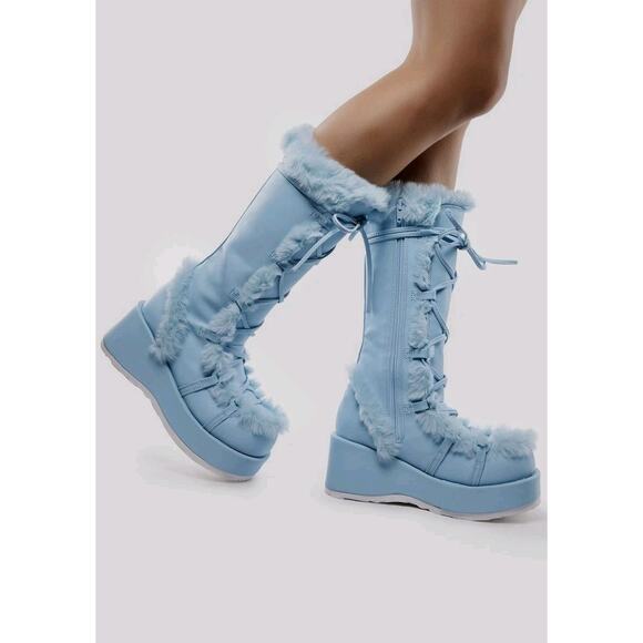DEMONIA Cubby 311 Stacked Mammoth Platform Goth Punk Knee Boots NY Restock 11 - Picture 1 of 7